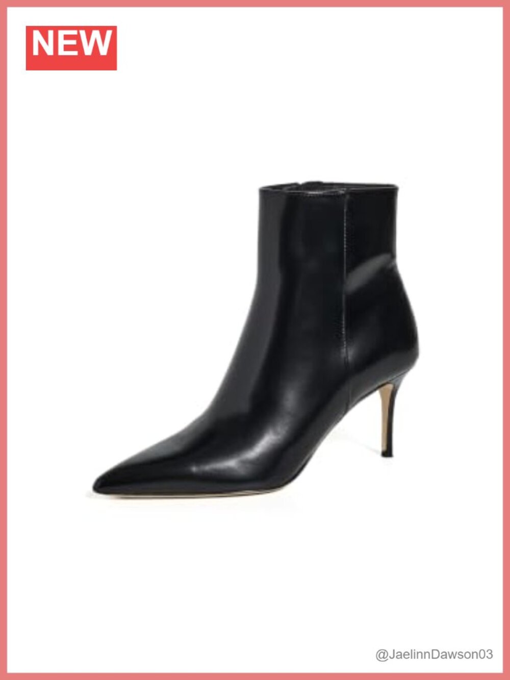 L'AGENCE Houston II Booties Black Leather Stiletto Heel Pointed Toe Zip